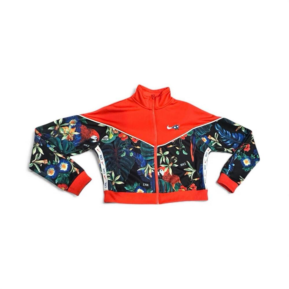 Nike Sportswear Hyper Femme Tropical Parrot Floral Crop Jacket Small